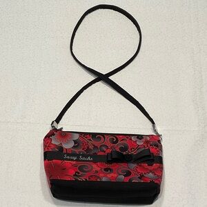 Red and Black Floral Women's Bag